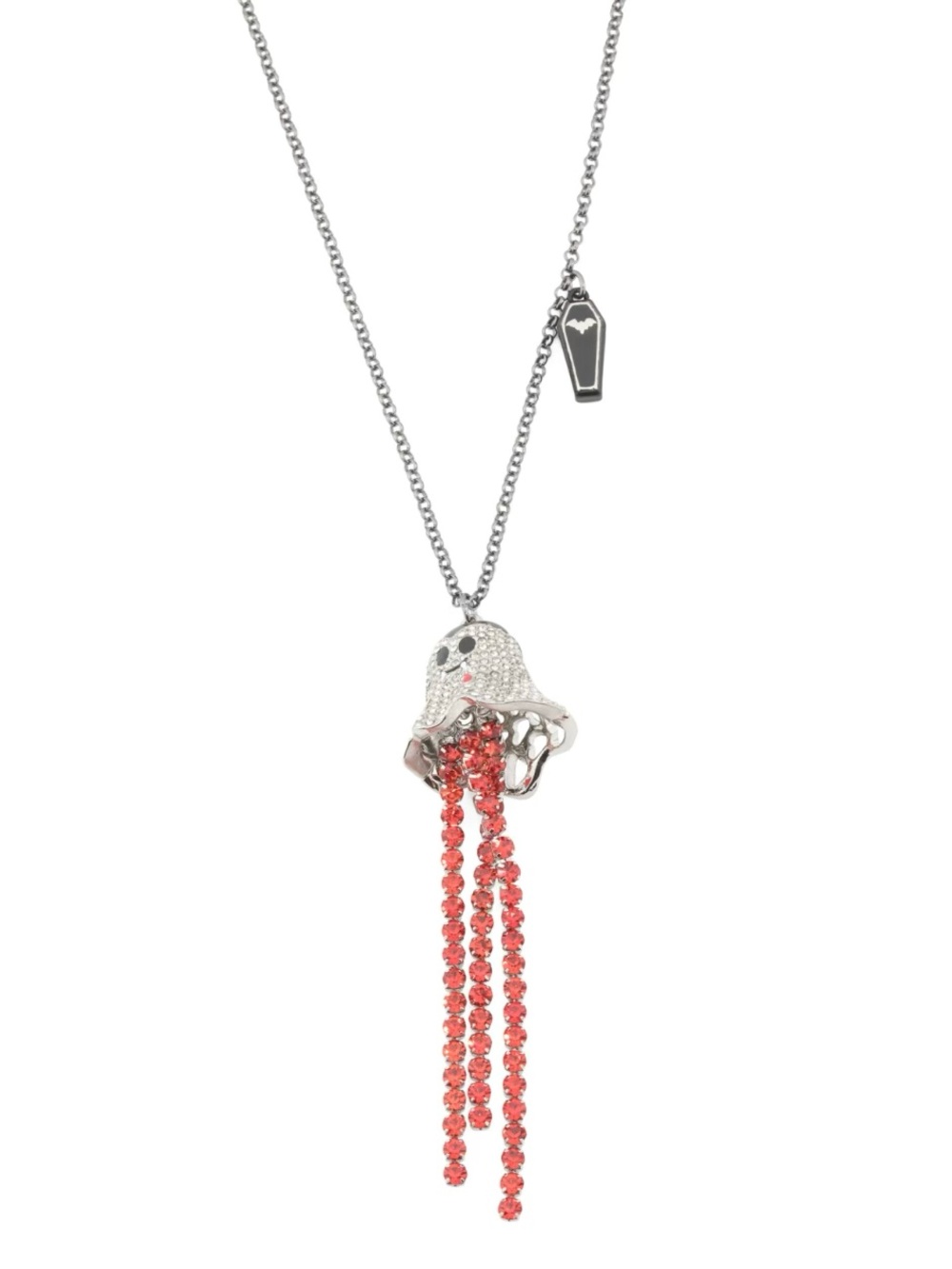 Betsey Johnson Rhinestone Dracula Ghost Long Pendant Necklace NWT Halloween